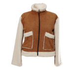 Manteau en fausse fourrure marron avec doublure crème ultra-douce