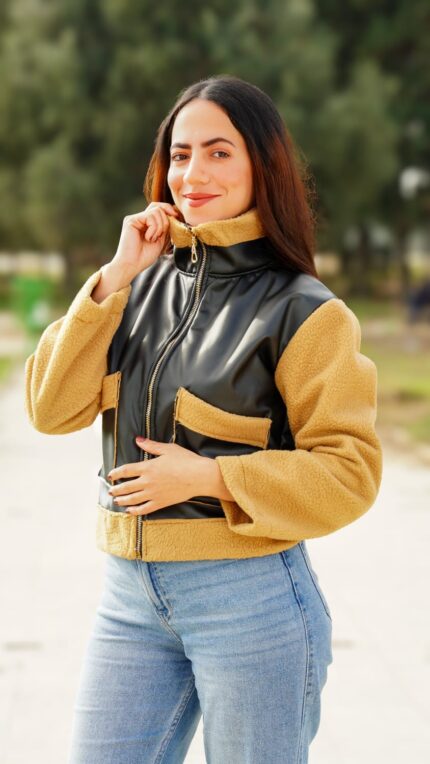 Veste en simili cuir doublée 3aloucha