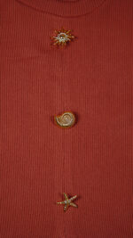 Top pull  court en tricot côtelé bordeaux, – Image 2