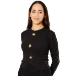 Pull Noir Femme à Détails Dorés – Tunisie – Image 2